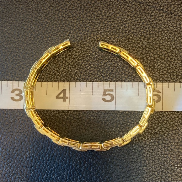 SONIA B CZ 925 GOLD PLATED STERLING SILVER RHINESTONES BRACELET BANGLE - Picture 8 of 10